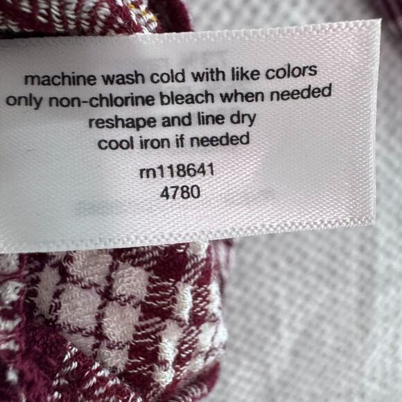 Lane Bryant Top Womens 22 Plus Burgundy Plaid Textured V-Neck Fall New - Picture 14 of 14